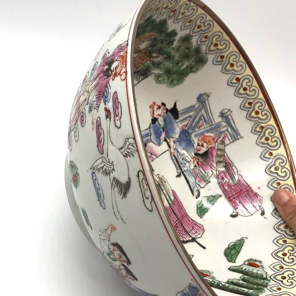 Antique Chinese Hand Painted Rose Bowl - Picture 4 of 14